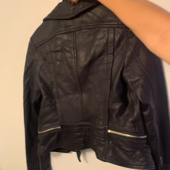 Dusty blue genuine leather jacket - Picture 3 of 4